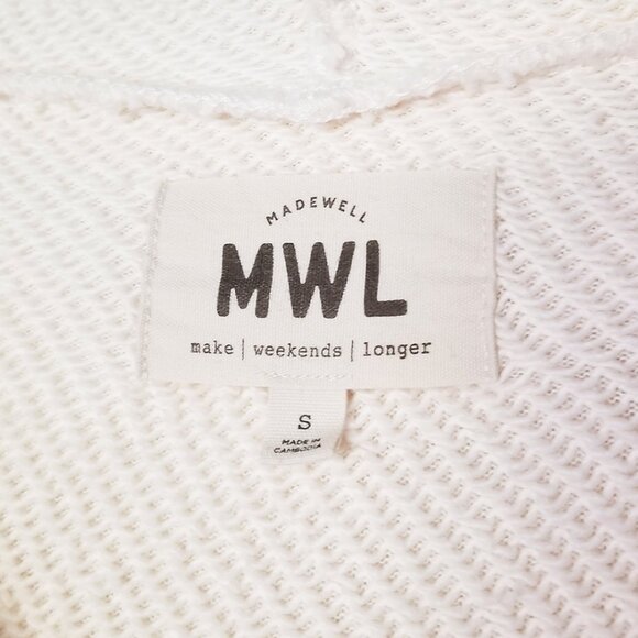 Madewell MWL Airyterry Hoodie Sweatshirt: Stripe-Sleeve Edition Small Cotton $80 - Picture 10 of 16